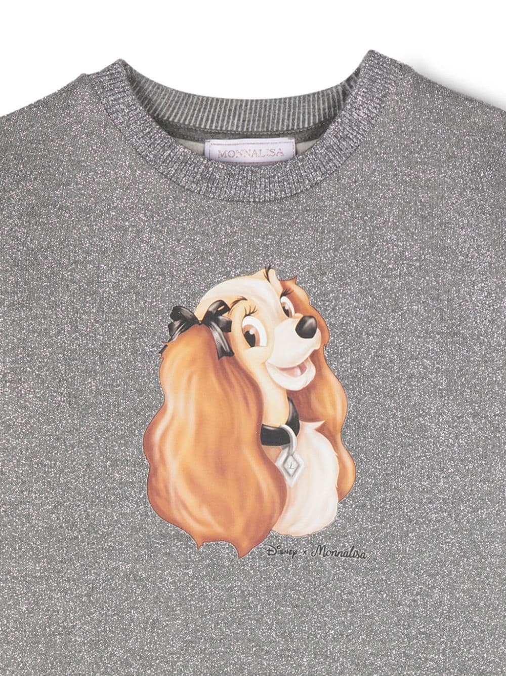 Abito lamé x Disney per bambina Monnalisa grigio con trama jersey - Rubino Kids