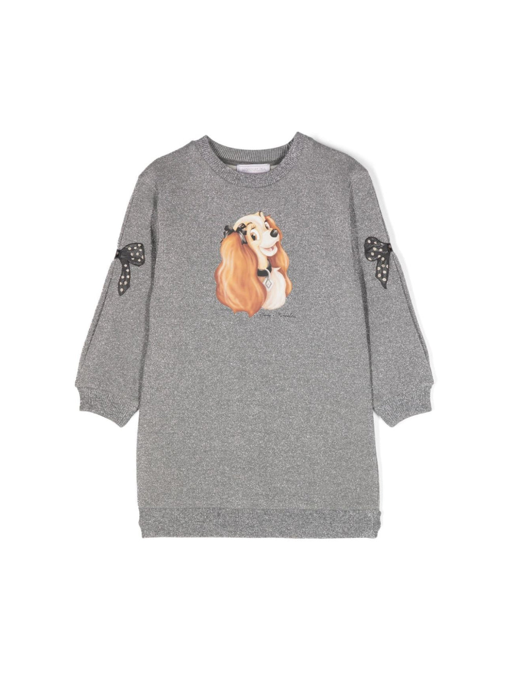 Abito lamé x Disney per bambina Monnalisa grigio con trama jersey - Rubino Kids