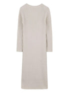 Abito lungo per bambina Michael Kors Kids beige a coste e maniche lunghe - Rubino Kids