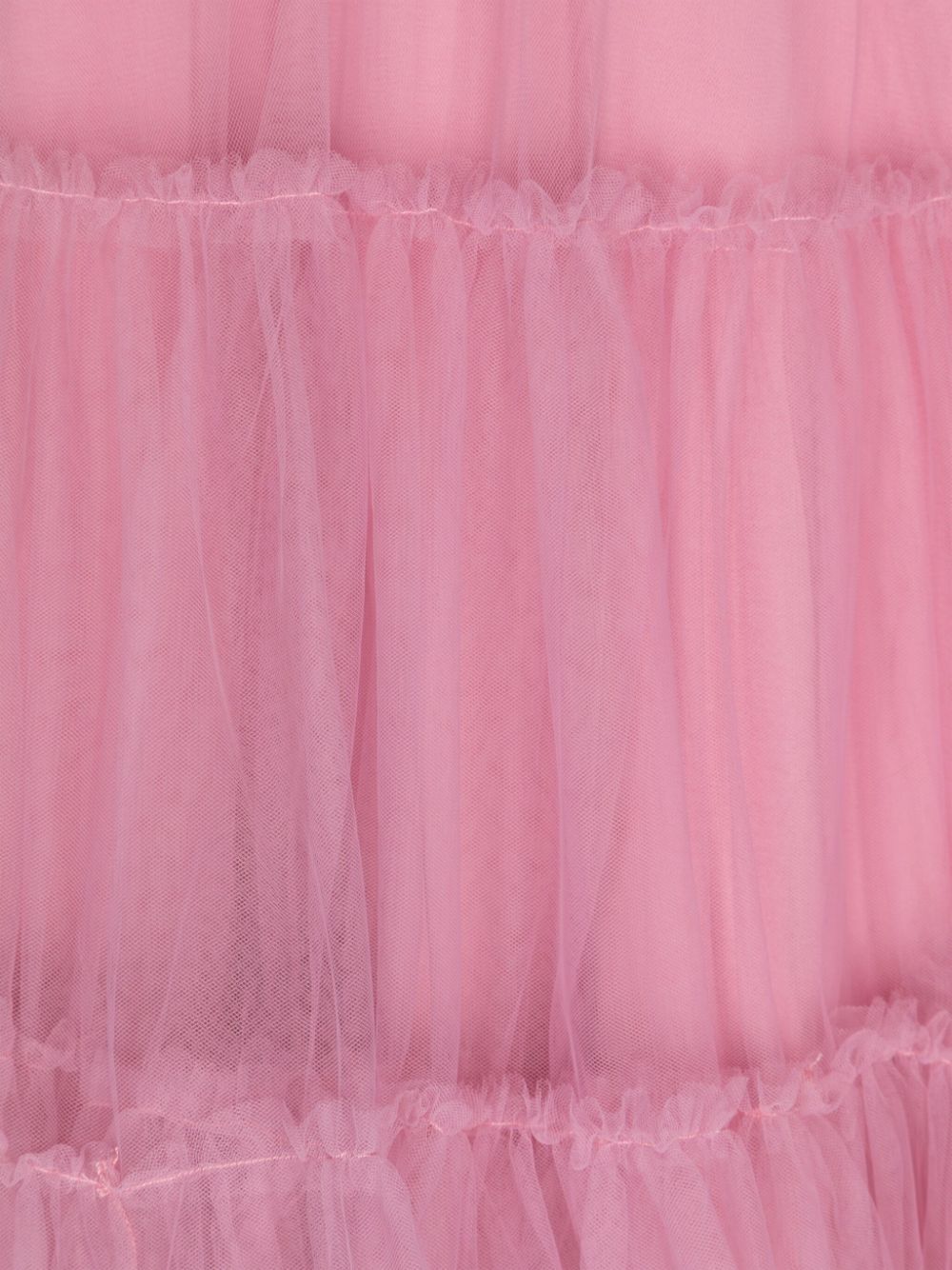 Abito midi con arricciature per bambina Monnalisa rosa con rete in tulle - Rubino Kids