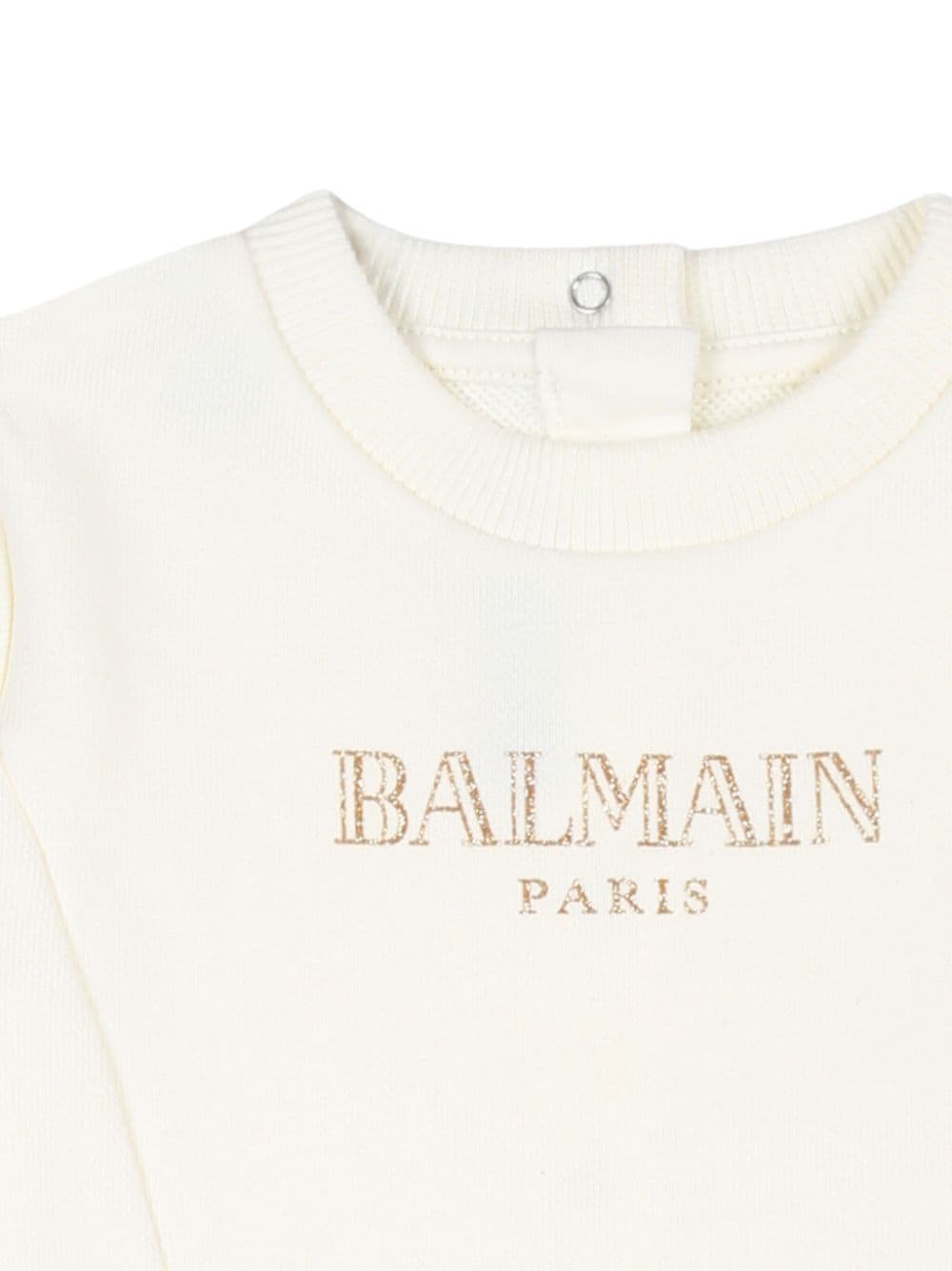 Abito modello felpa con ricamo per neonata Balmain Kids bianco con girocollo - Rubino Kids