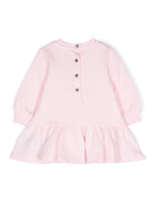 Abito modello felpa con ricamo per neonata Balmain Kids rosa con girocollo - Rubino Kids