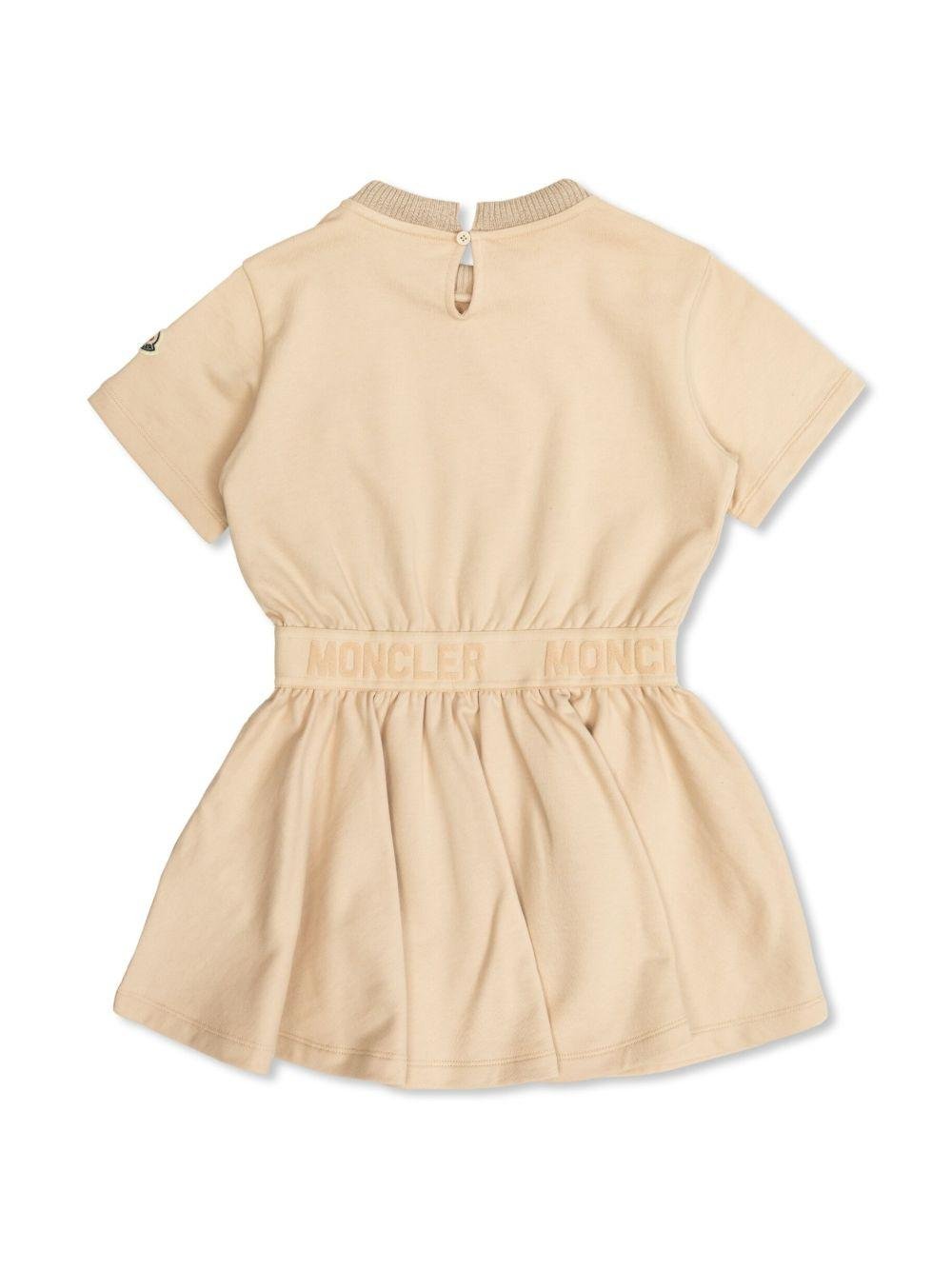 Abito modello felpa per bambina Moncler Enfant beige con logo - Rubino Kids