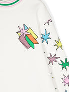 Abito modello felpa per bambina Stella McCartney Kids Bright Stars bianco con stampa grafica sulle maniche - Rubino Kids