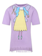 Abito modello T-shirt per bambina Stella McCartney Kids viola con stampa fatina<BR/><BR/> - Rubino Kids