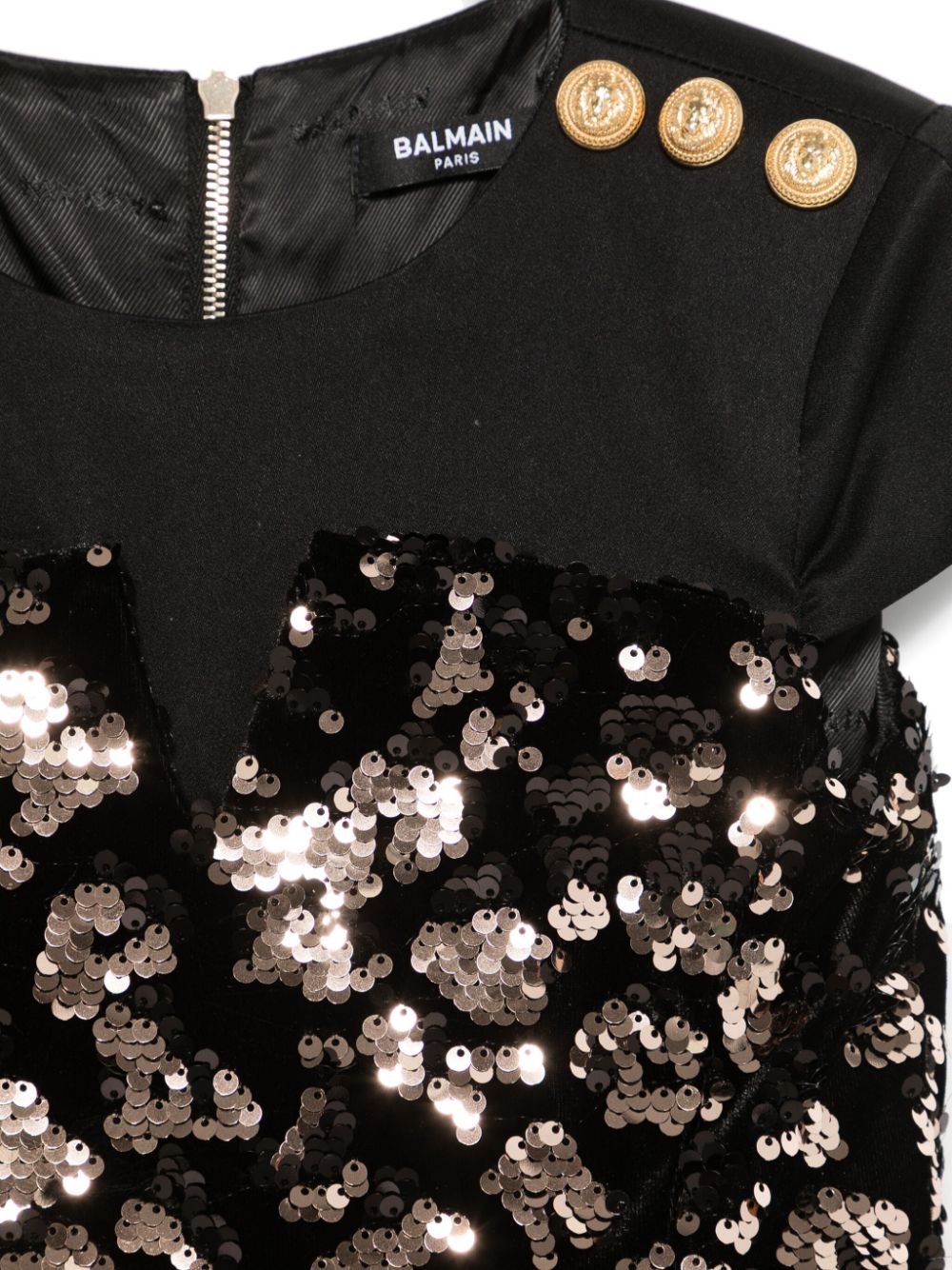 Abito per bambina Balmain Kids nero con paillettes oro - Rubino Kids