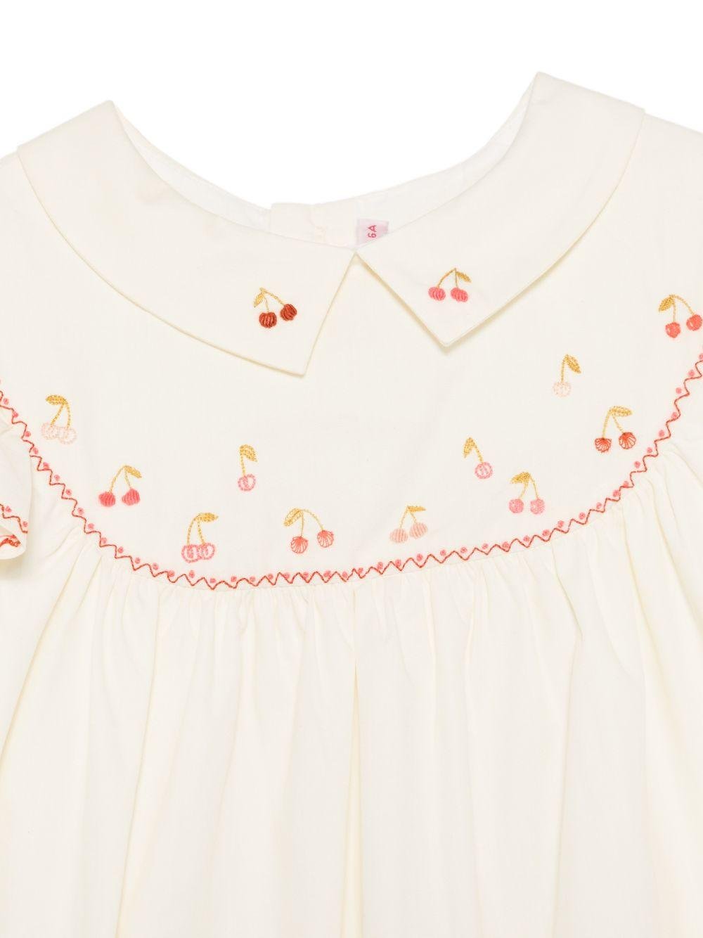 Abito per bambina Bonpoint bianco avorio con colletto a punta - Rubino Kids