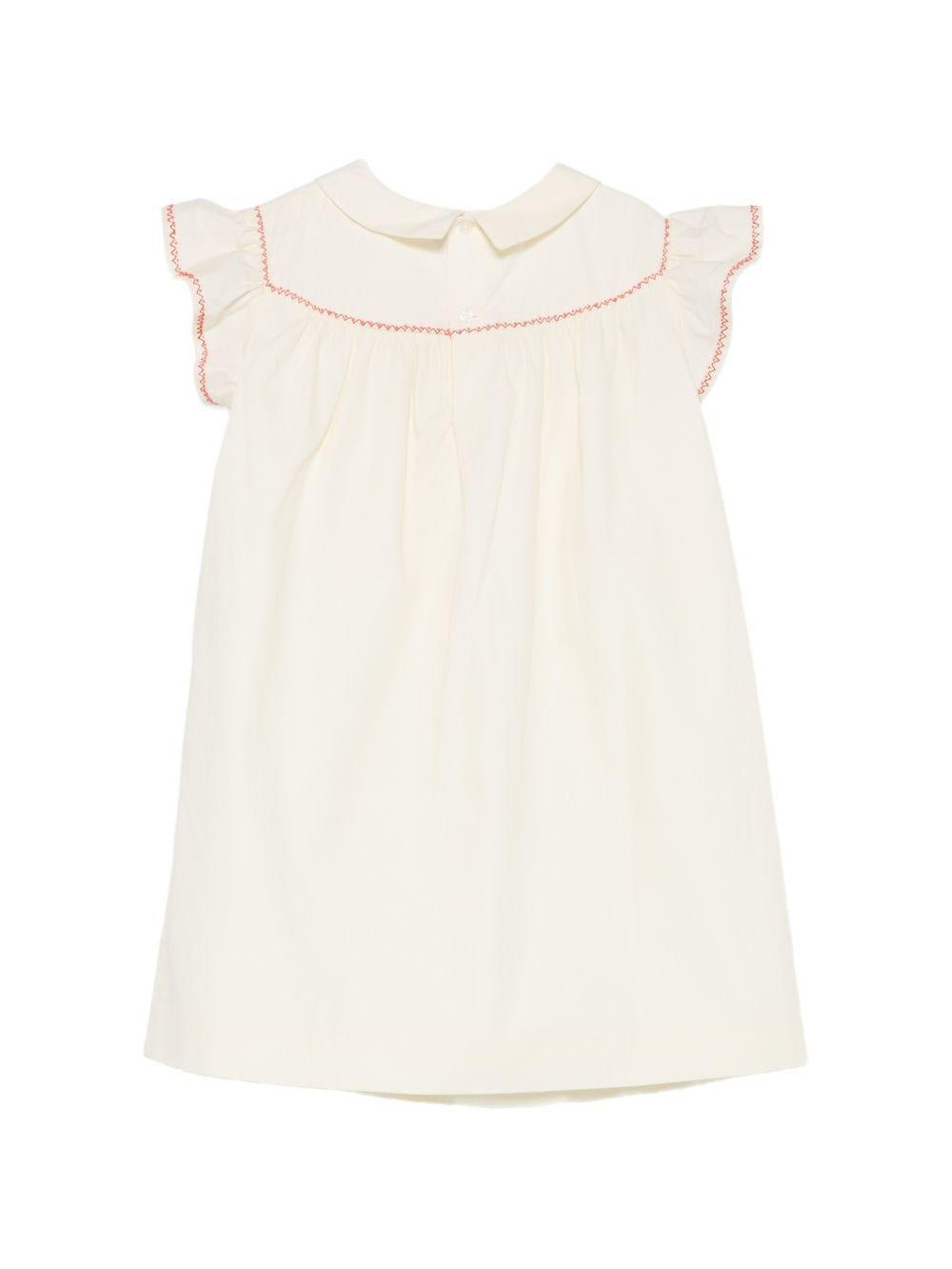 Abito per bambina Bonpoint bianco avorio con colletto a punta - Rubino Kids