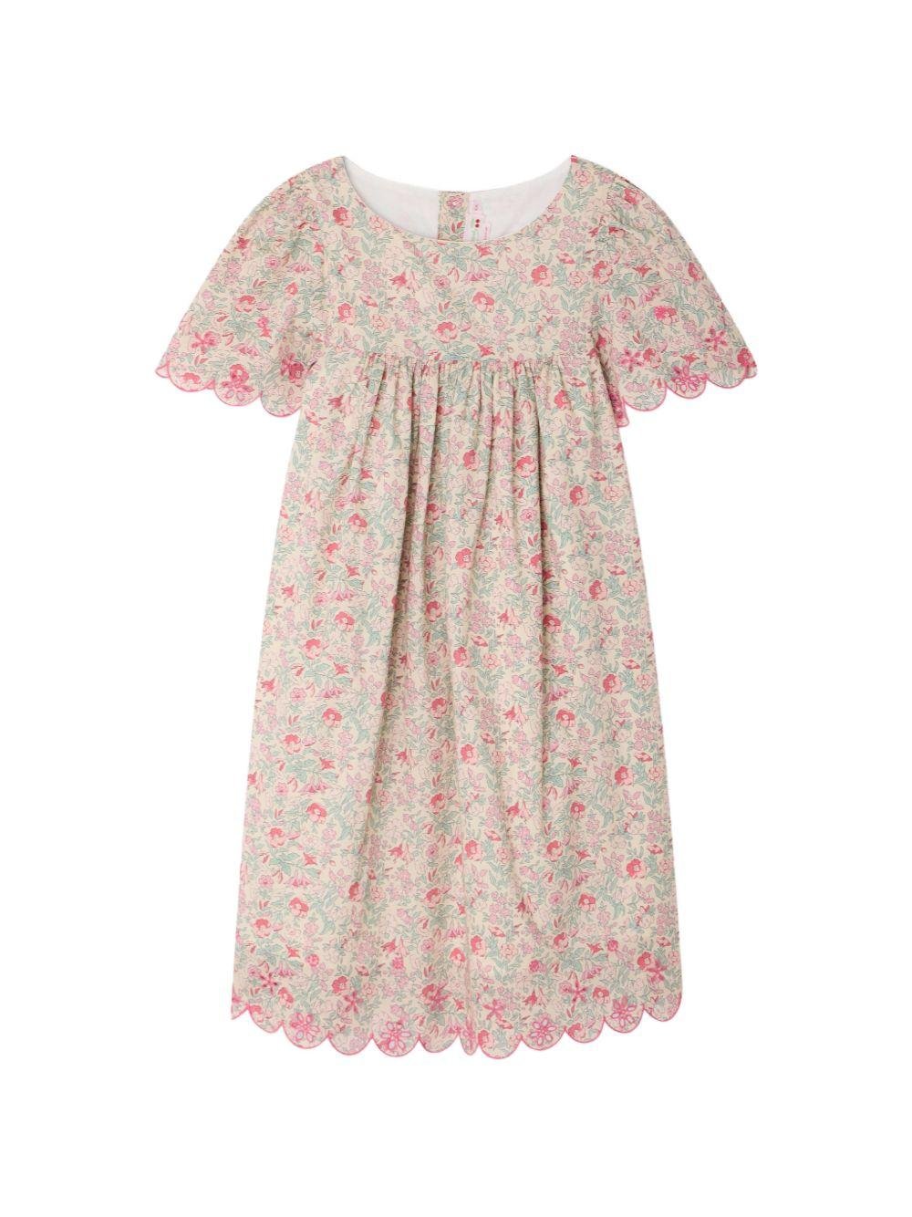 Abito per bambina Bonpoint rosa con stampa a fiori all - over - Rubino Kids