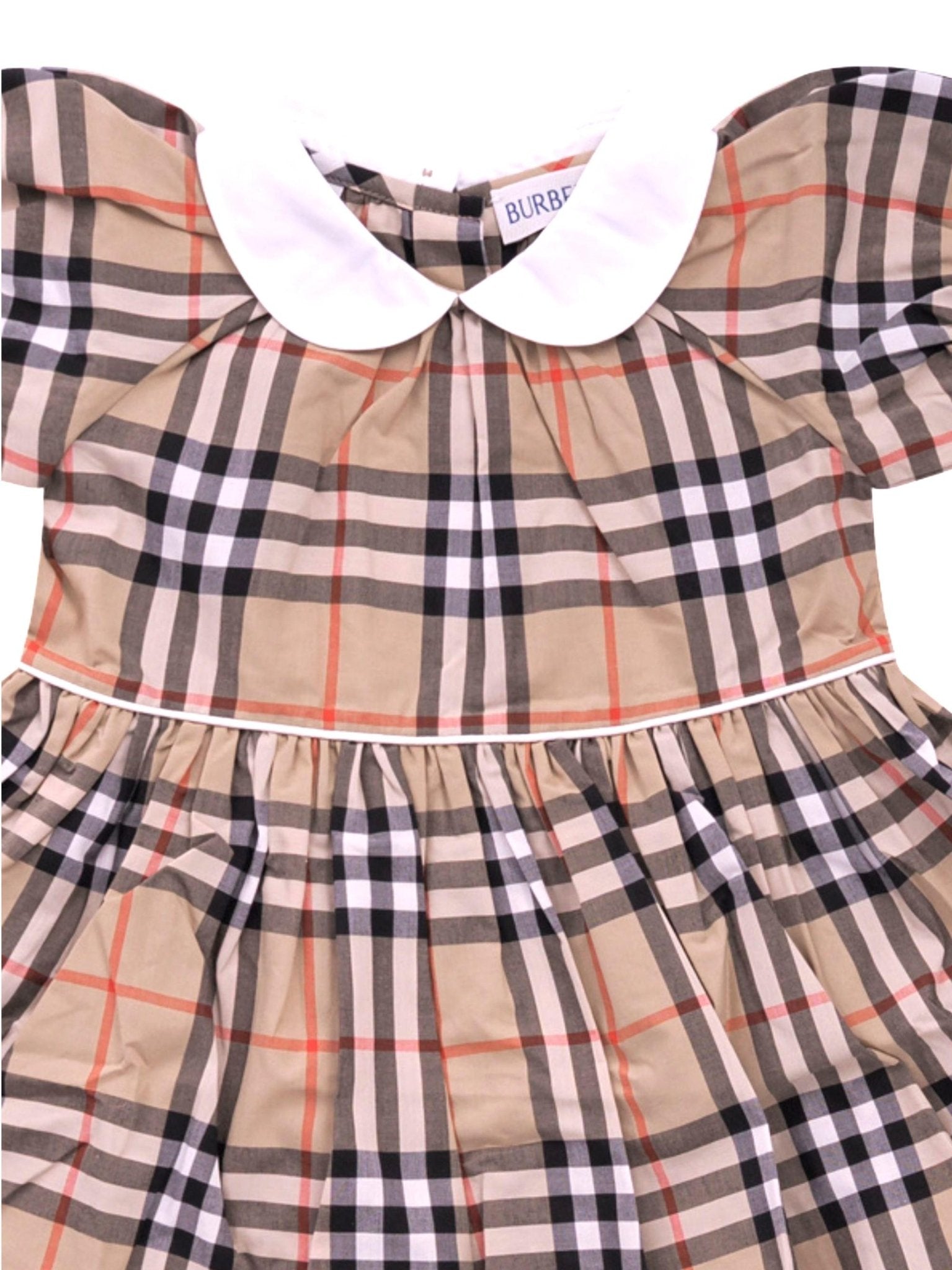 Abito per bambina Burberry Kids beige con motivo a quadri - Rubino Kids