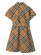 Abito per bambina Burberry Kids beige con motivo Vintage Check - Rubino Kids