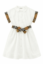 Abito per bambina Burberry Kids bianco con chiusura frontale con bottoni - Rubino Kids