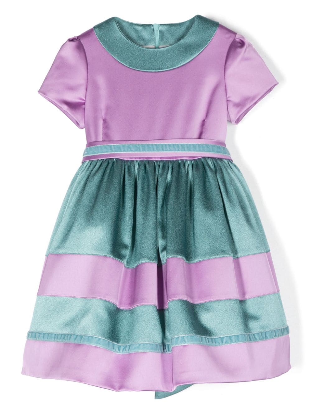 Abito per bambina Colorichiari viola e verde con design color - block - Rubino Kids