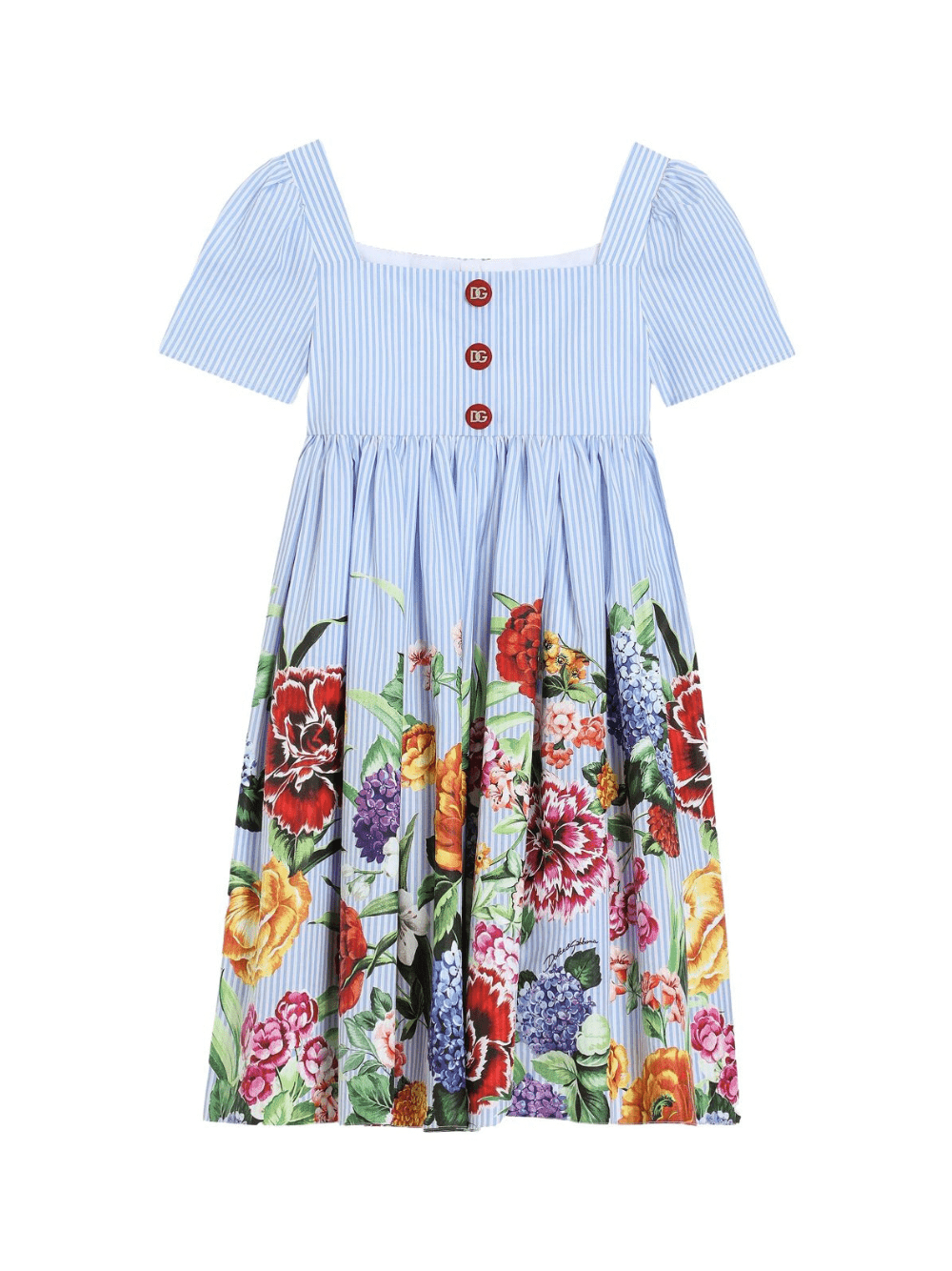 Abito per bambina Dolce & Gabbana Kids azzurro con scollatura quadrata - Rubino Kids