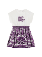 Abito per bambina Dolce & Gabbana Kids viola con stampa maioliche - Rubino Kids