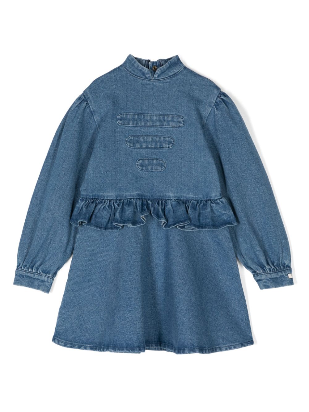 Abito per bambina Donsje Dieke in denim con ruches in vita - Rubino Kids