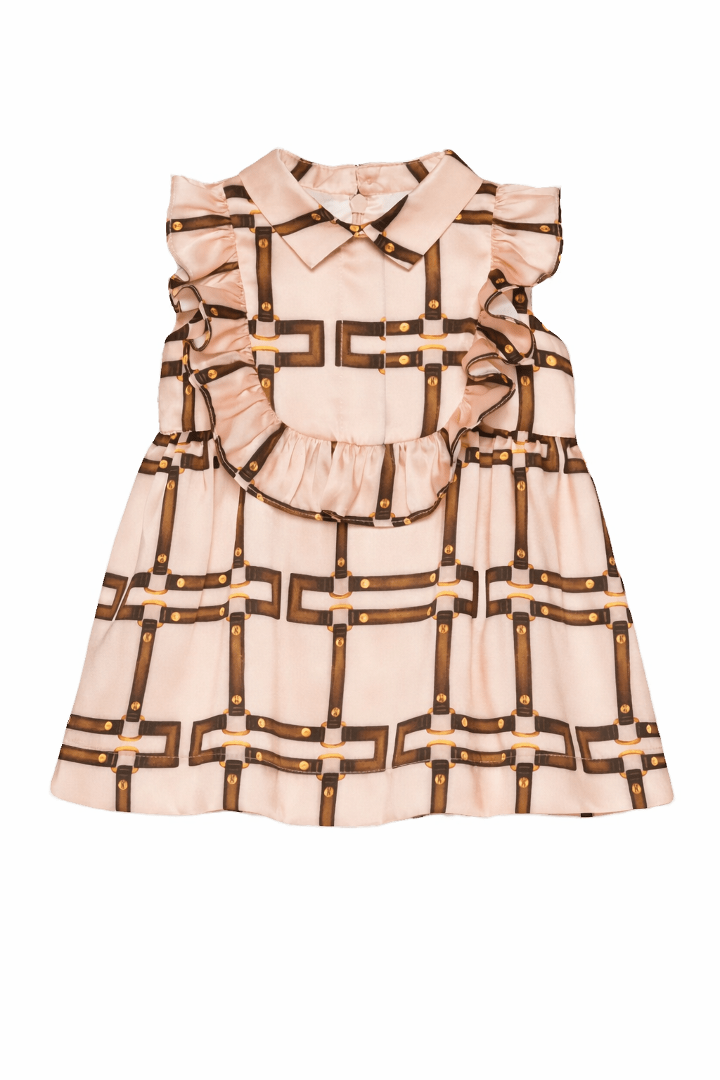 Abito per bambina Elisabetta Franchi La Mia Bambina beige arricciato con stampa - Rubino Kids