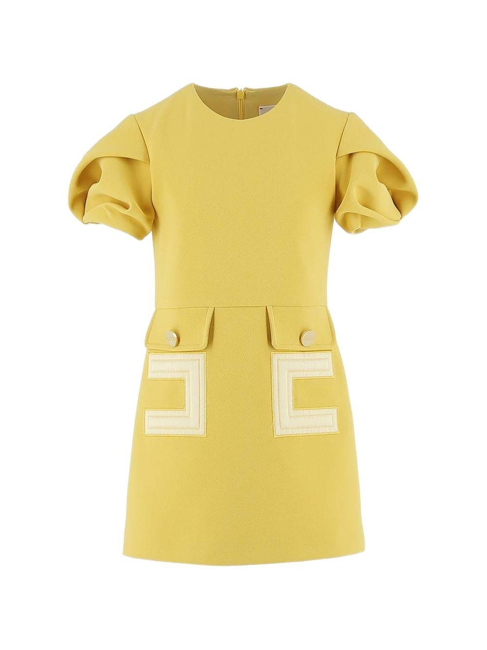 Abito per bambina Elisabetta Franchi La Mia Bambina giallo con applicazione con logo - Rubino Kids