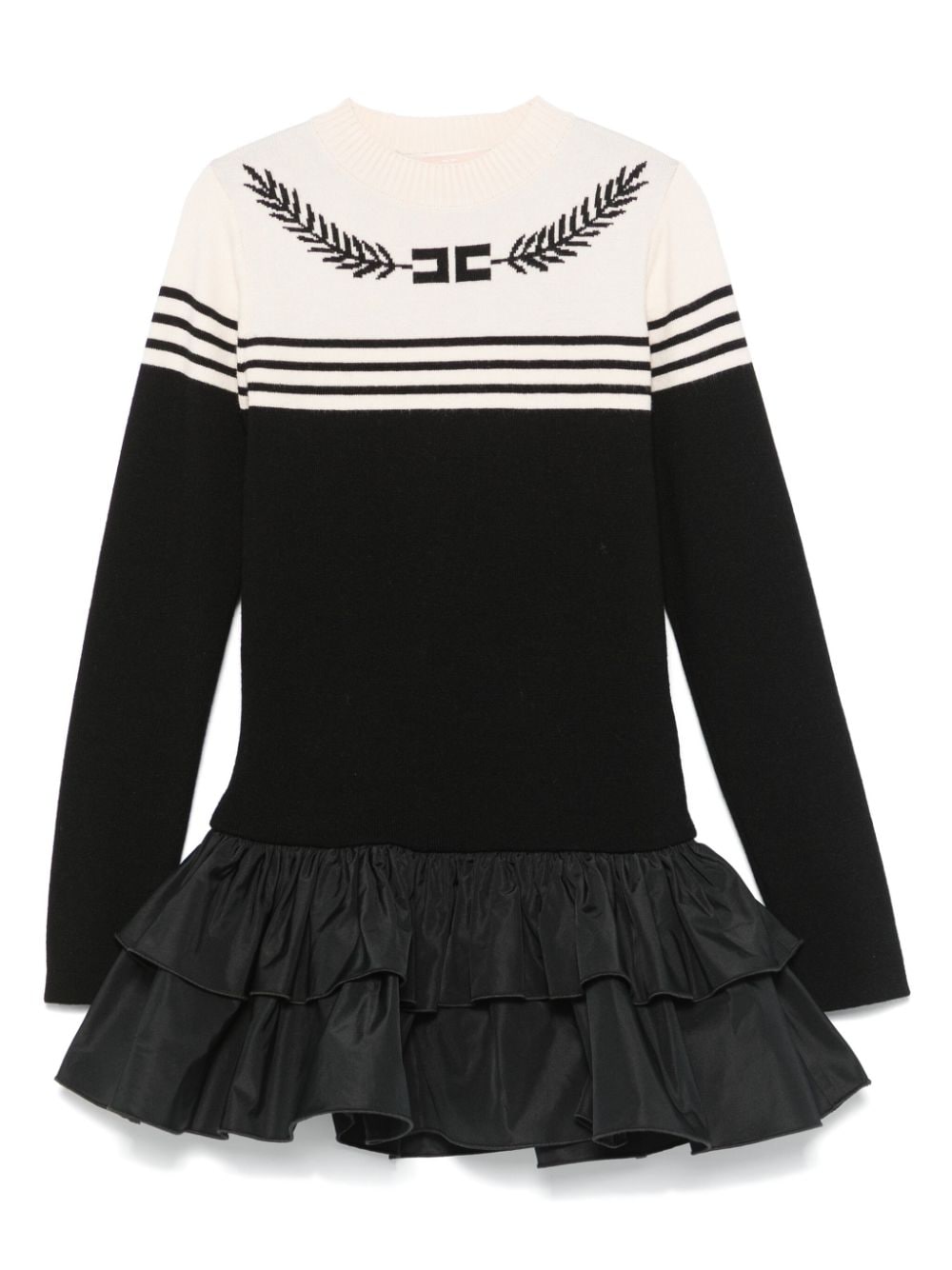 Abito per bambina Elisabetta Franchi La Mia Bambina nero e bianco con logo jacquard - Rubino Kids