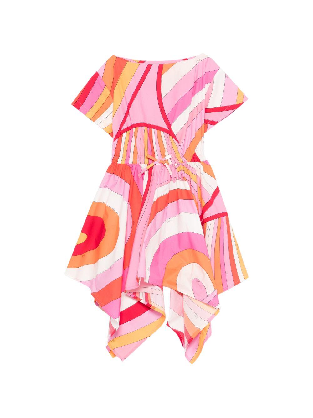 Abito per bambina Emilio Pucci Junior multicolore con stampa grafica all - over - Rubino Kids