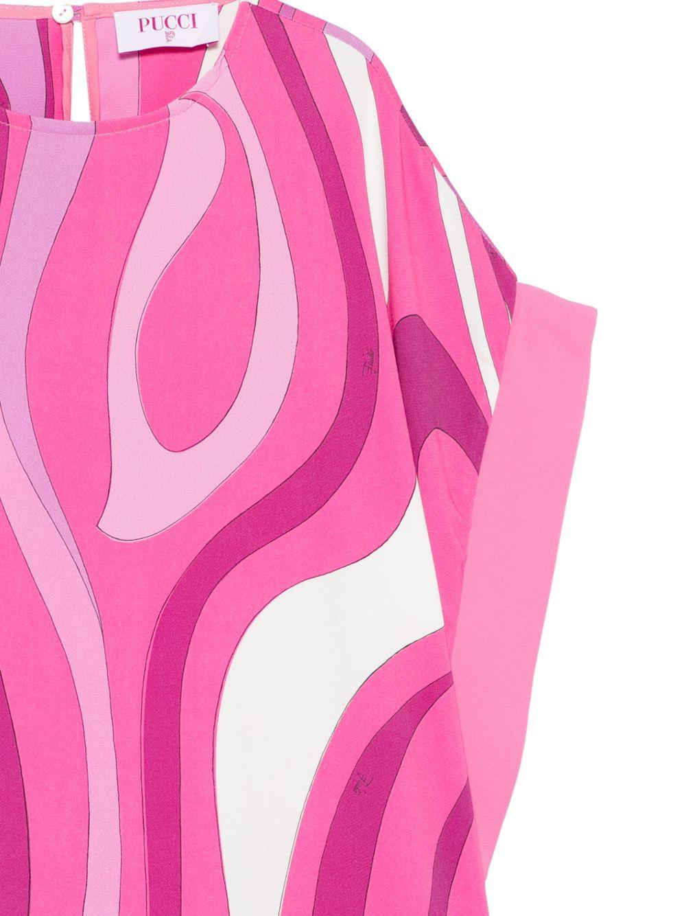 Abito per bambina Emilio Pucci Junior rosa con stampa grafica - Rubino Kids