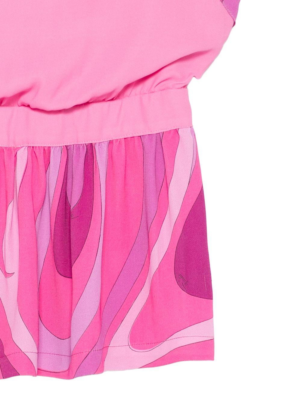 Abito per bambina Emilio Pucci Junior rosa con stampa grafica - Rubino Kids