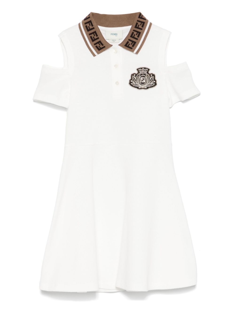 Abito per bambina Fendi Kids bianco con colletto a contrasto - Rubino Kids