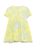 Abito per bambina Il Gufo giallo a fiori con due tasche laterali applicate - Rubino Kids