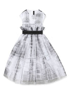 Abito per bambina Karl Lagerfeld Kids bianco e nero con stampa grafica all - over - Rubino Kids