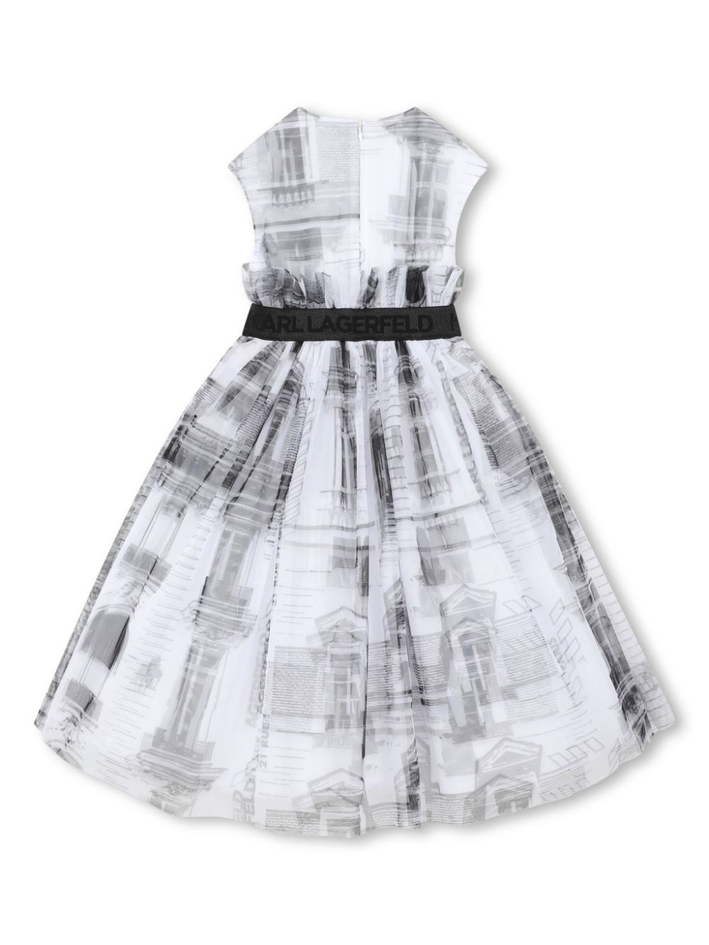 Abito per bambina Karl Lagerfeld Kids bianco e nero con stampa grafica all - over - Rubino Kids