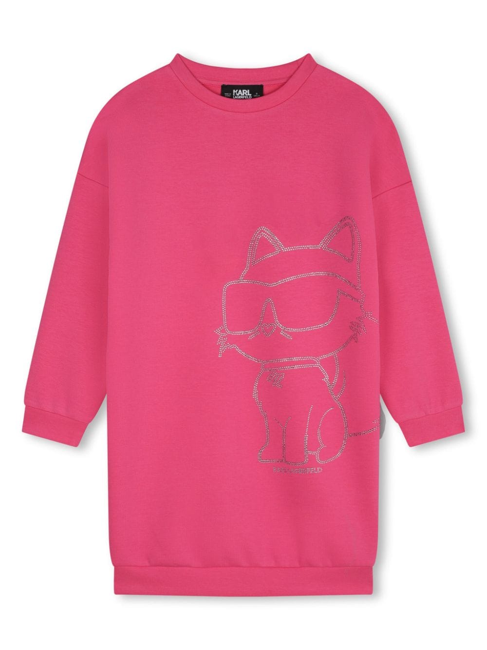 Abito per bambina Karl Lagerfeld Kids rosa con stampa Choupette - Rubino Kids