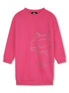 Abito per bambina Karl Lagerfeld Kids rosa con stampa Choupette - Rubino Kids