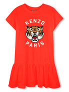 Abito per bambina Kenzo Kids rosso con stampa Tiger - Rubino Kids