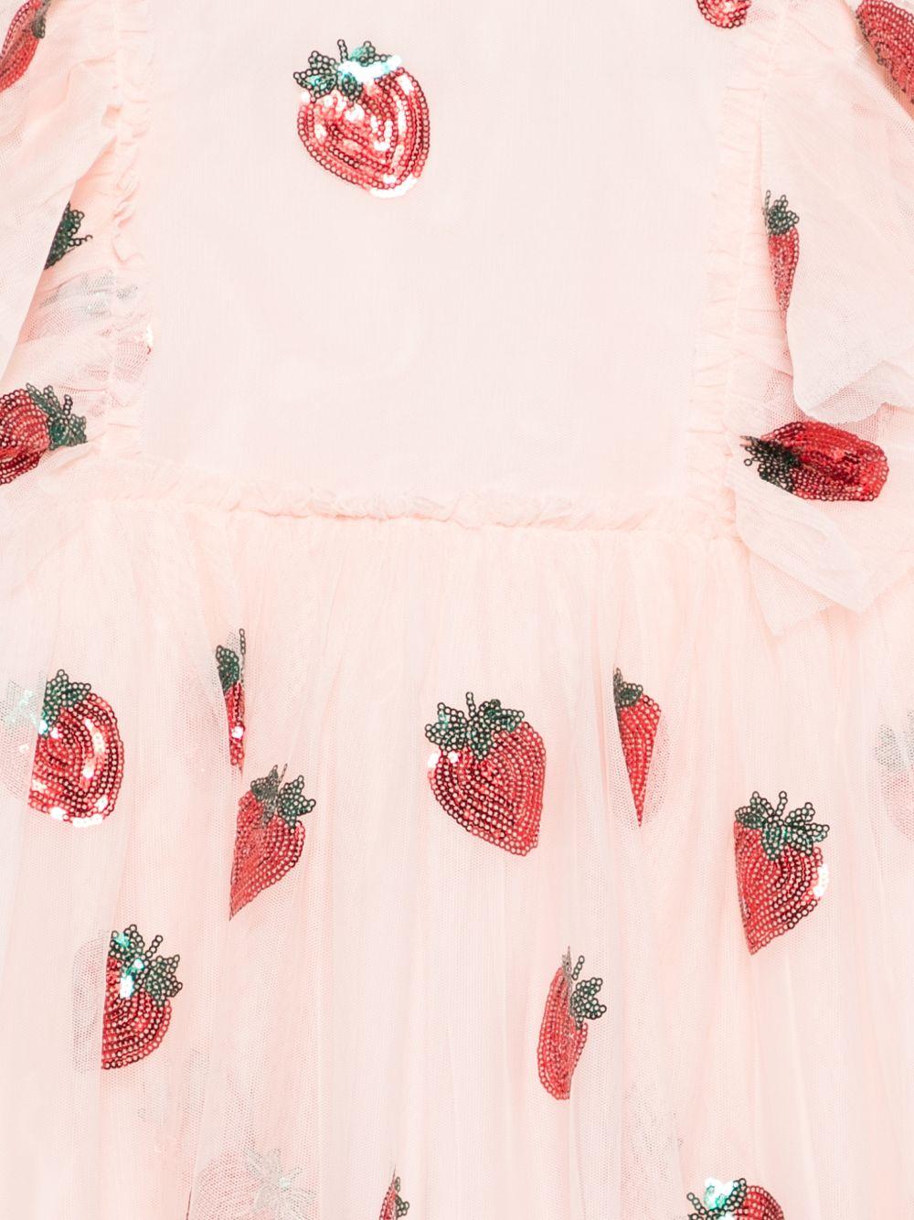 Abito per bambina Konges Slojd rosa con stampa fragole all - over - Rubino Kids