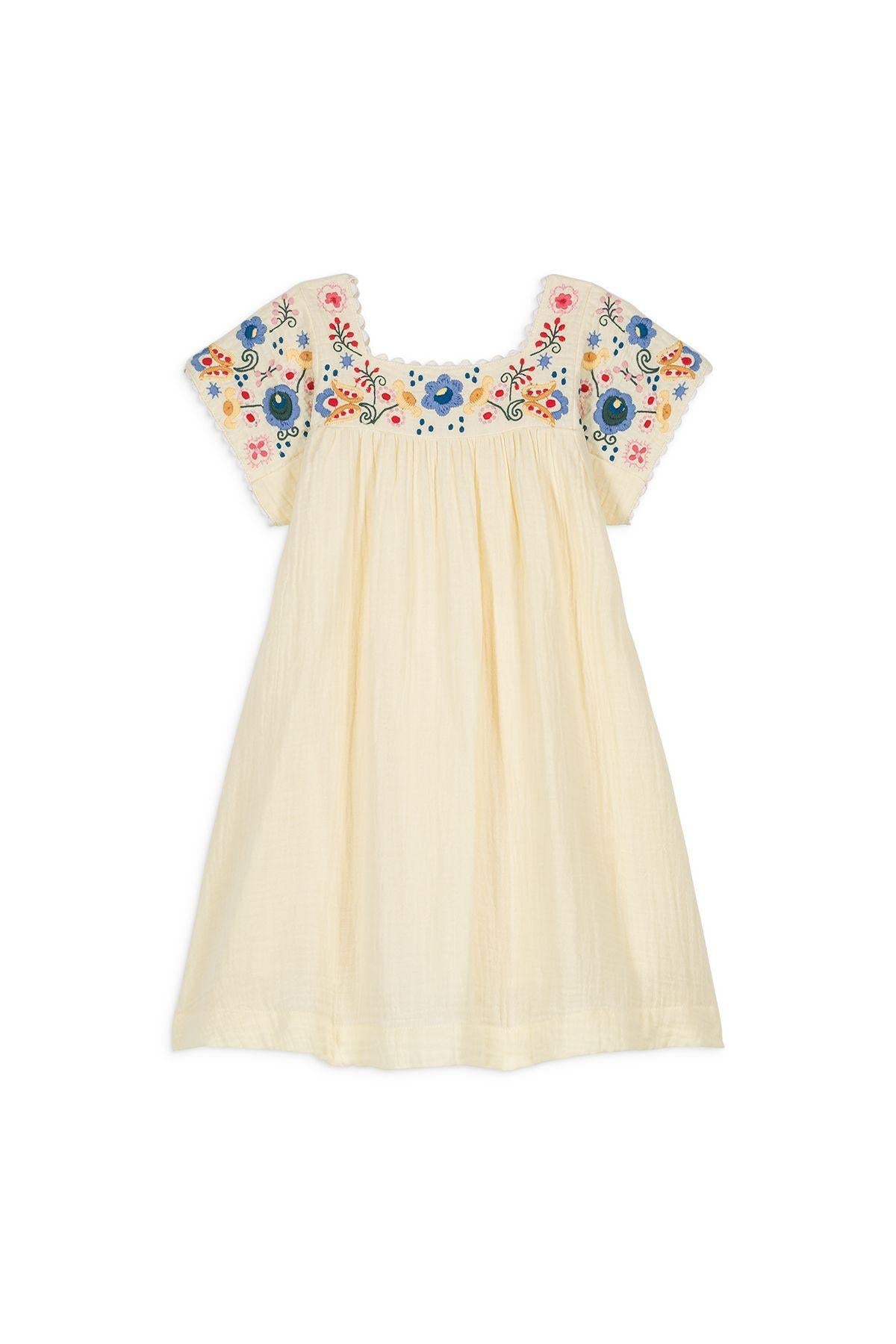 Abito per bambina Louise Misha Kids giallo con ricamo floreale - Rubino Kids