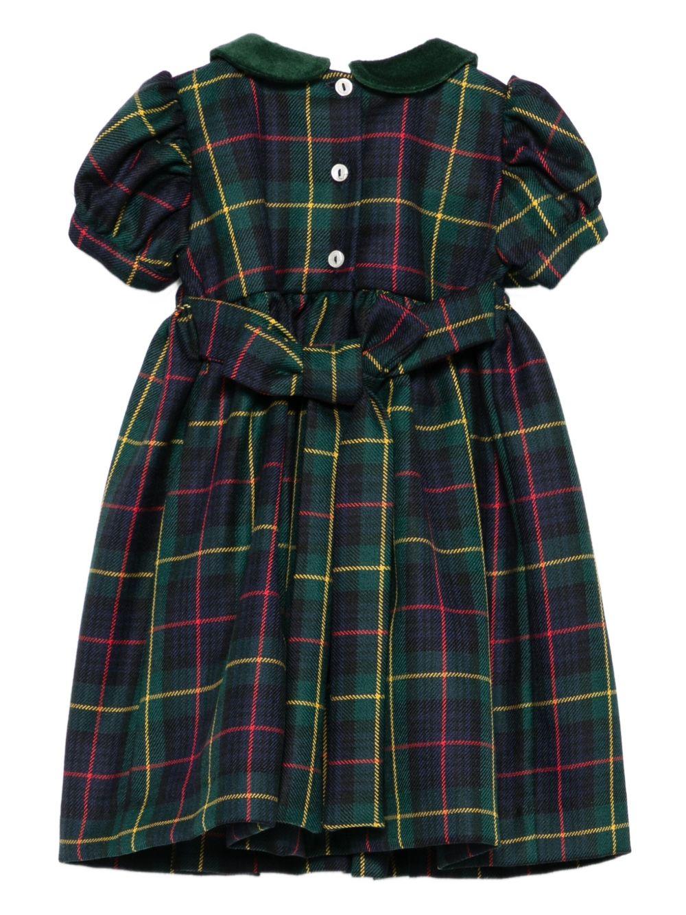 Abito per bambina Mariella Ferrari verde con motivo tartan - Rubino Kids