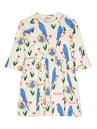 Abito per bambina Mini Rodini bianco con stampa Parrots - Rubino Kids