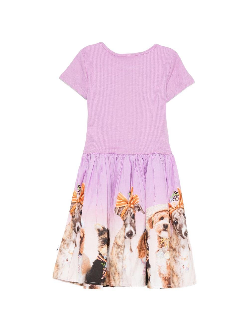 Abito per bambina Molo lilla con stampa grafica all - over - Rubino Kids