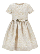 Abito per bambina Monnalisa beige con stampa a fiori all - over - Rubino Kids