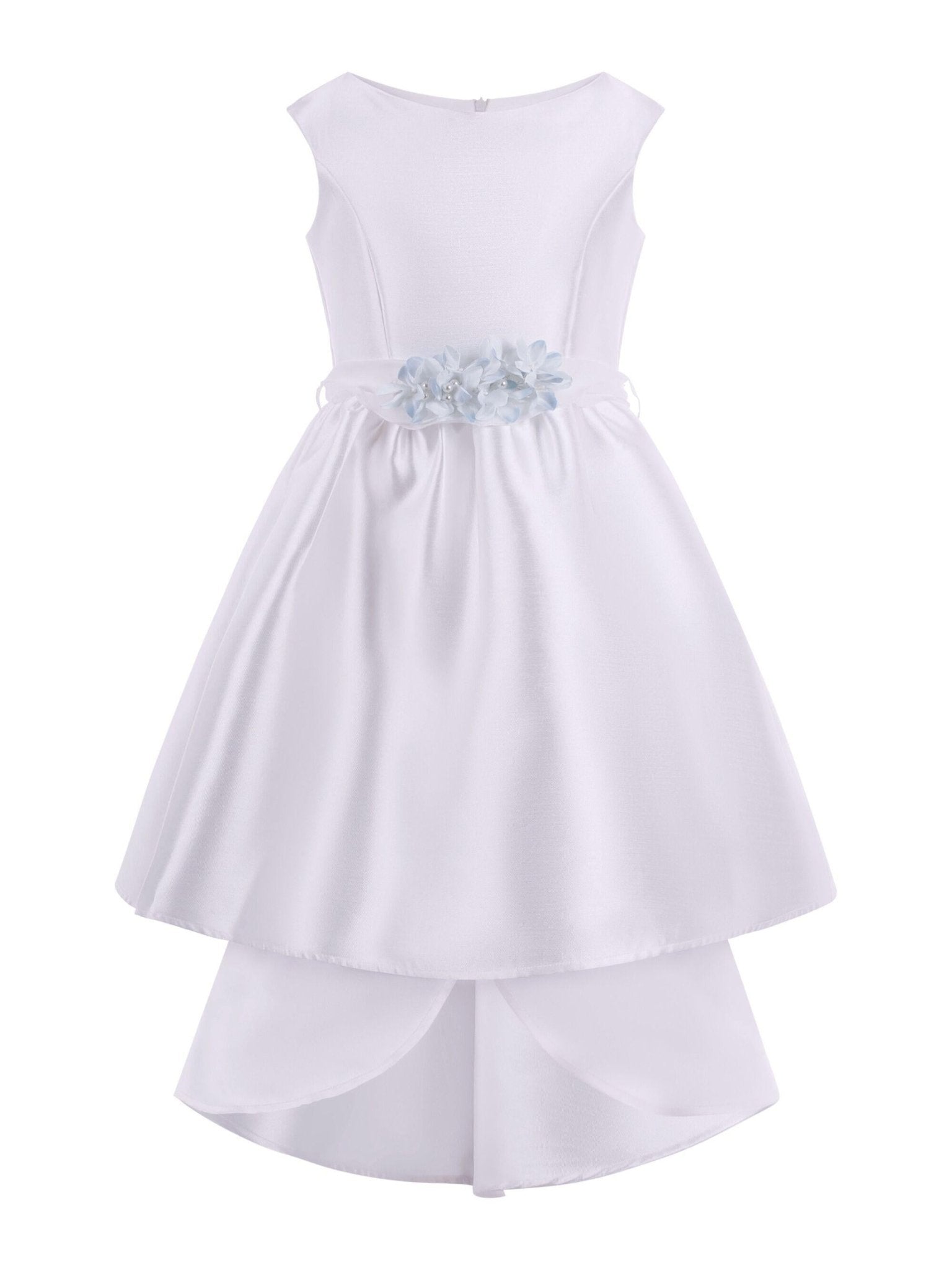 Abito per bambina Monnalisa bianco con applicazione a fiori - Rubino Kids