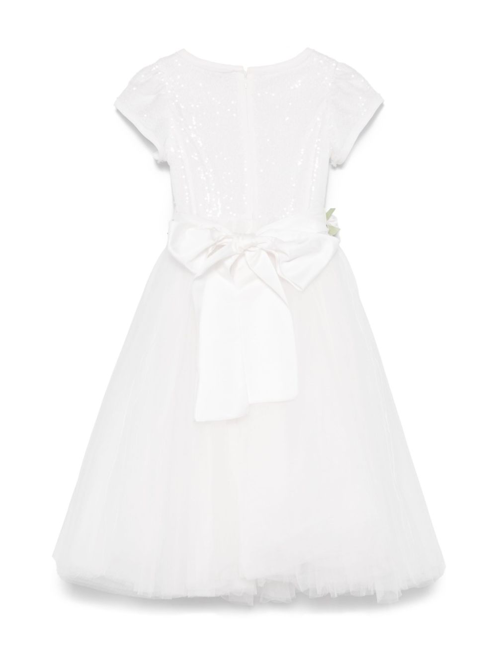 Abito per bambina Monnalisa bianco con inserti a fiori - Rubino Kids