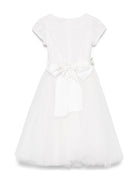 Abito per bambina Monnalisa bianco con inserti a fiori - Rubino Kids