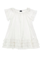 Abito per bambina Monnalisa bianco con rifinitura a ruches - Rubino Kids