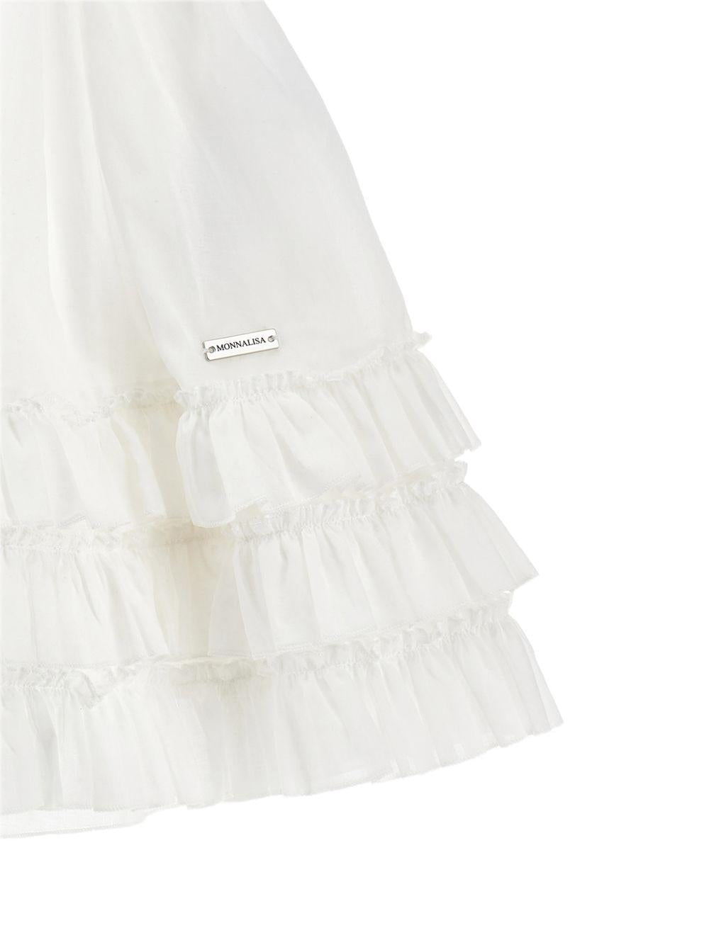 Abito per bambina Monnalisa bianco con rifinitura a ruches - Rubino Kids