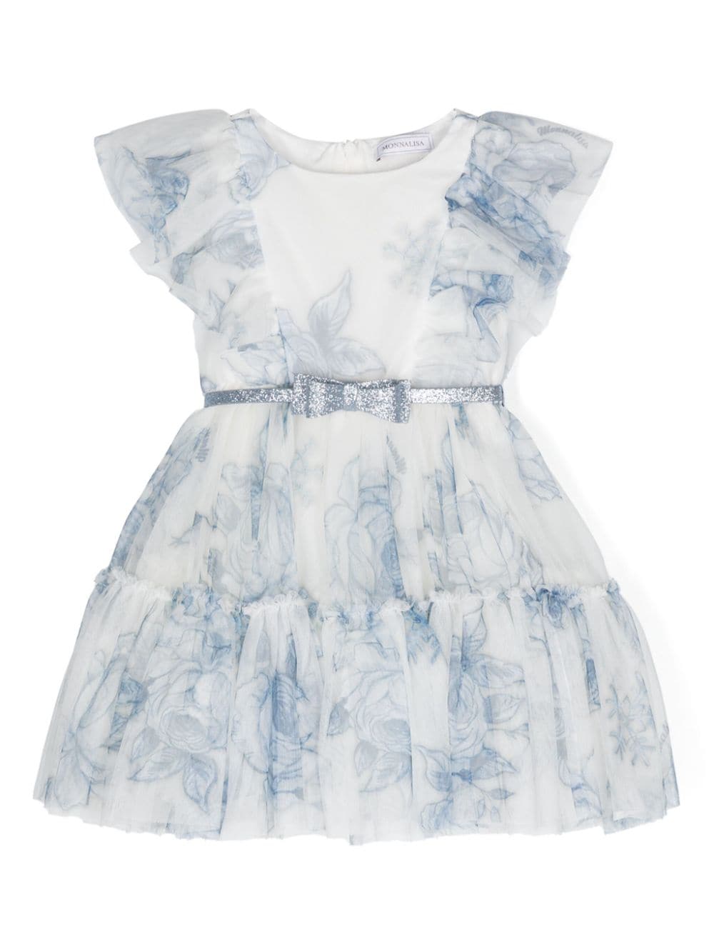 Abito per bambina Monnalisa bianco con strato superiore in tulle - Rubino Kids