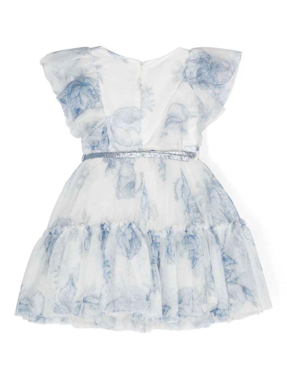 Abito per bambina Monnalisa bianco con strato superiore in tulle - Rubino Kids