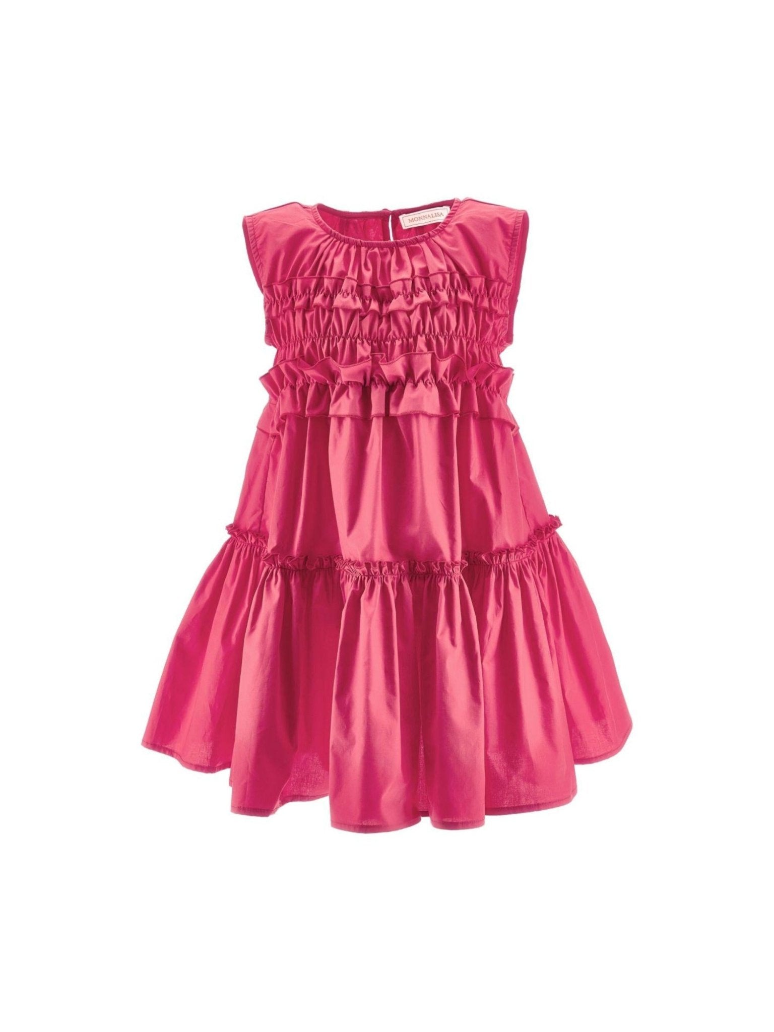 Abito per bambina Monnalisa fucsia smanicato con ruches - Rubino Kids