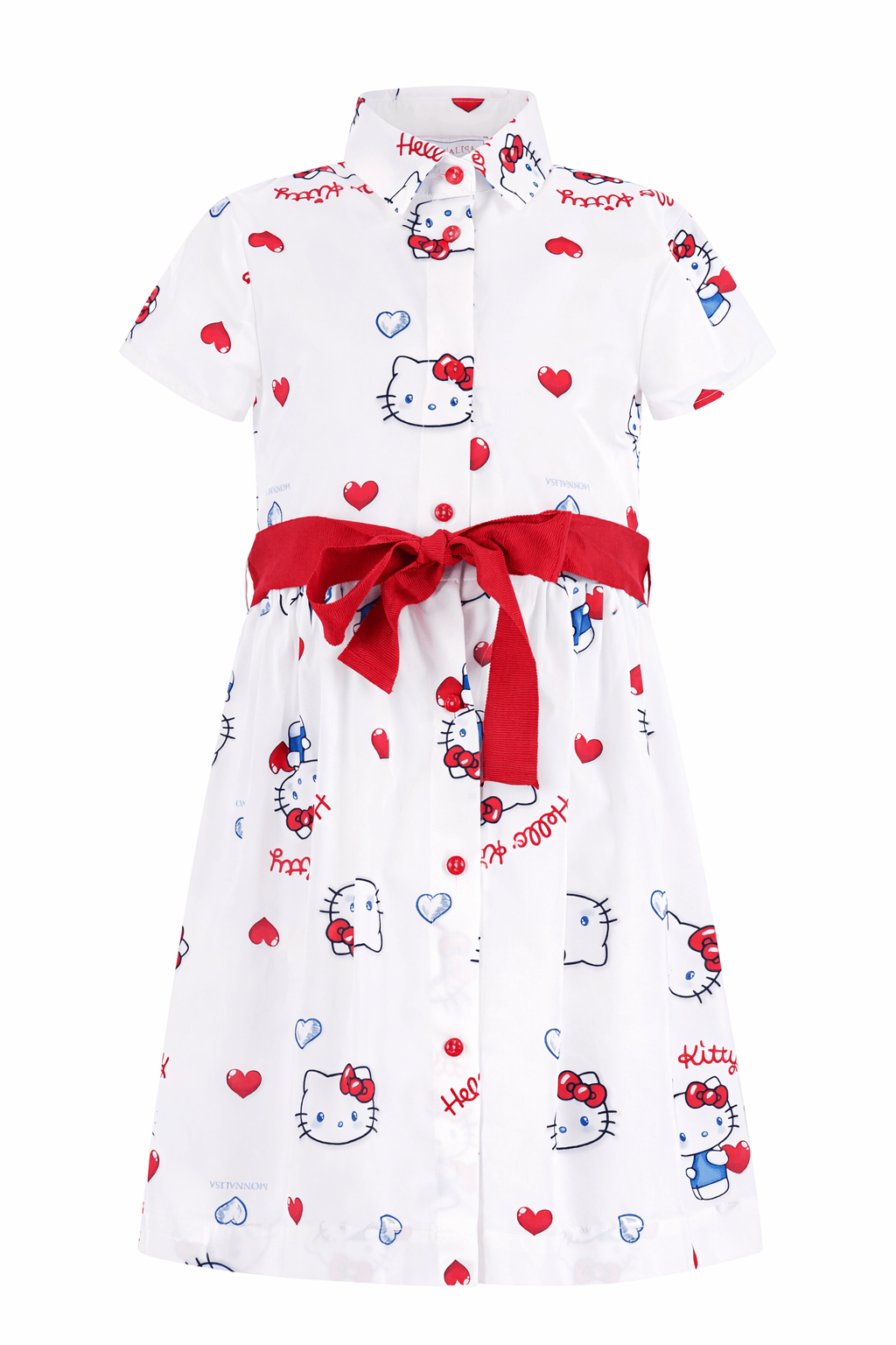 Abito per bambina Monnalisa multicolor con stampa grafica all - over - Rubino Kids