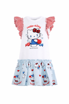Abito per bambina Monnalisa multicolor con stampa grafica sul davanti - Rubino Kids