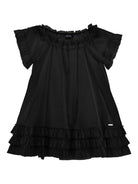 Abito per bambina Monnalisa nero con rifinitura a ruches - Rubino Kids